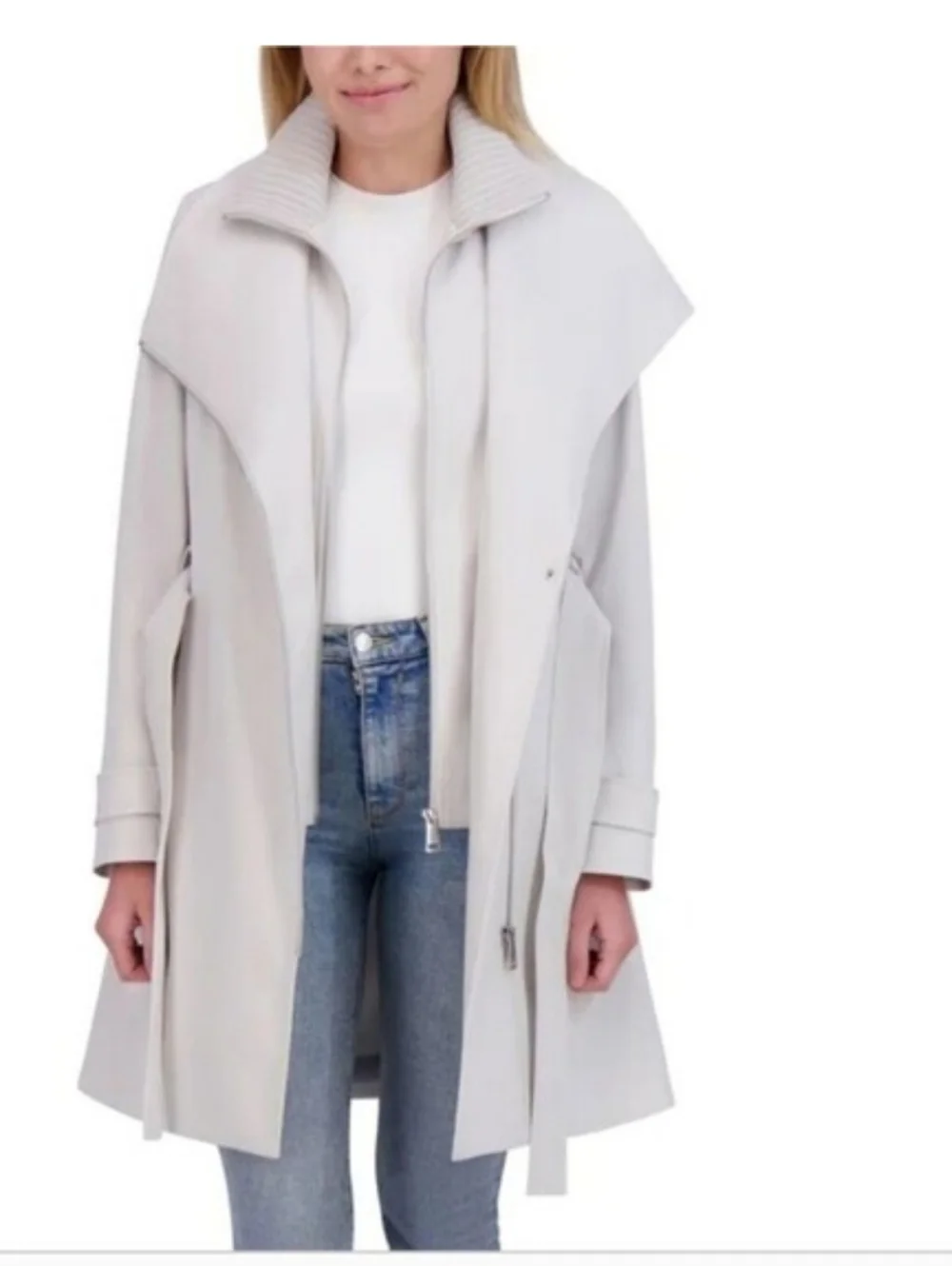 Nwt Halston Chic Women's Gray Trench Coat Size XXL - Picture 2 of 5